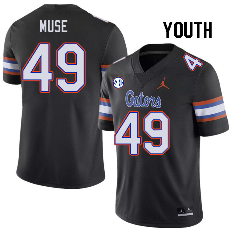 Youth #49 Jack Muse Florida Gators College Football Jerseys Stitched-Black